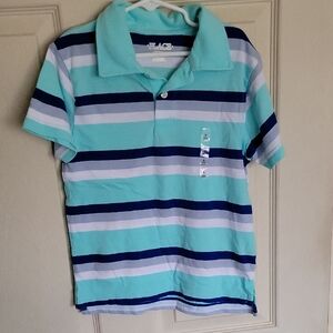 The Children's Place Blue and White Striped Polo
